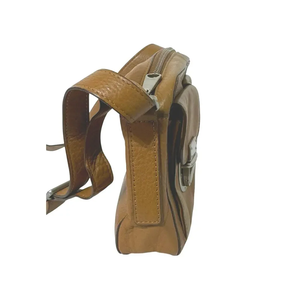 Fossil Riley Leather Crossbody Bag Adjustable Strap Camel Brown Silver Hardware - Picture 5 of 10